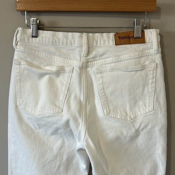 Tomorrow Denim Teresa Regular Cropped Jean White Button Fly Organic Cotton Sz 28 - Picture 9 of 16